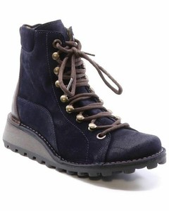 navy wedge boots uk