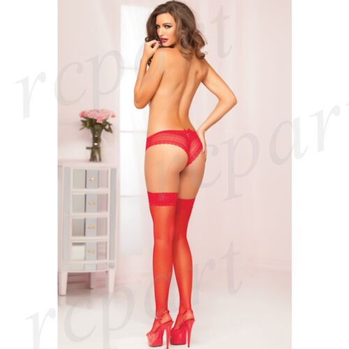 Neu durchsichtiges Spitzenoberschenkeloberteil Strumpfhose Einheitsgröße schwarz rot weiß Akt 20302 - Bild 8 von 18
