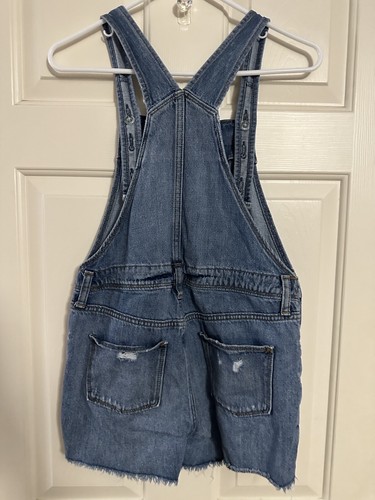 Old Navy Denim Overalls Girls Youth Extra Large 14 Blue Distressed - Picture 2 of 3
