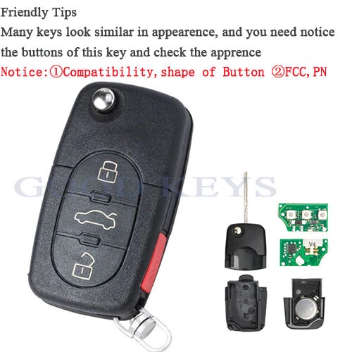 Chaveiro remoto dobrável inteligente 1J0 959 753 F para Volkswagen Passat Golf Beetle 4B - Imagem 3 de 4