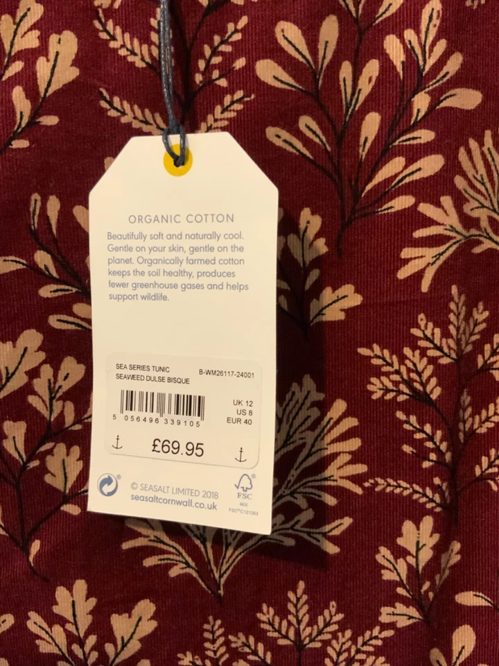 NEW WITH TAGS SEASALT CORD DRESS SIZE 12 SEAWEED DULSE BISQUE WINE - Image 3 of 3