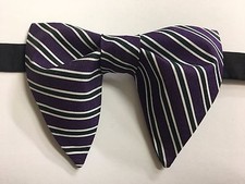 Handmade Purple Striped Bow tie Vintage style 70 s Bowtie Pretied Adjustable