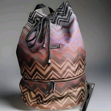 MISSONI PARFUM Zaino da Viaggio Rotondo Weekend Design Zig Zag Marrone Sfumature Oro