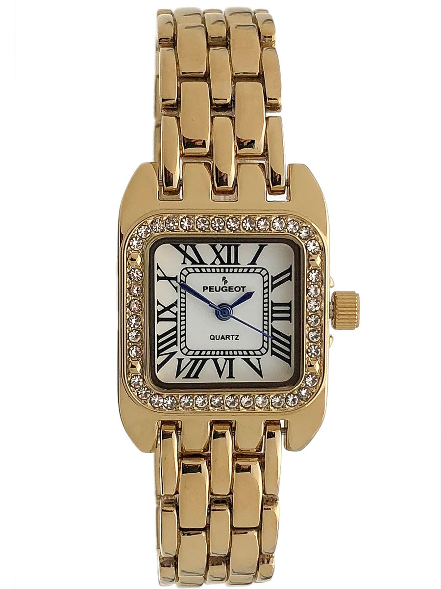Vtg Cenere Panther Link Crystal Watch Women Tank Shape Dress Watch /w Panther Link Bracelet  main image 4