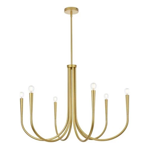 Living District Layne 36" 6-Light Transitional Metal Chandelier in Brass - Picture 1 of 7
