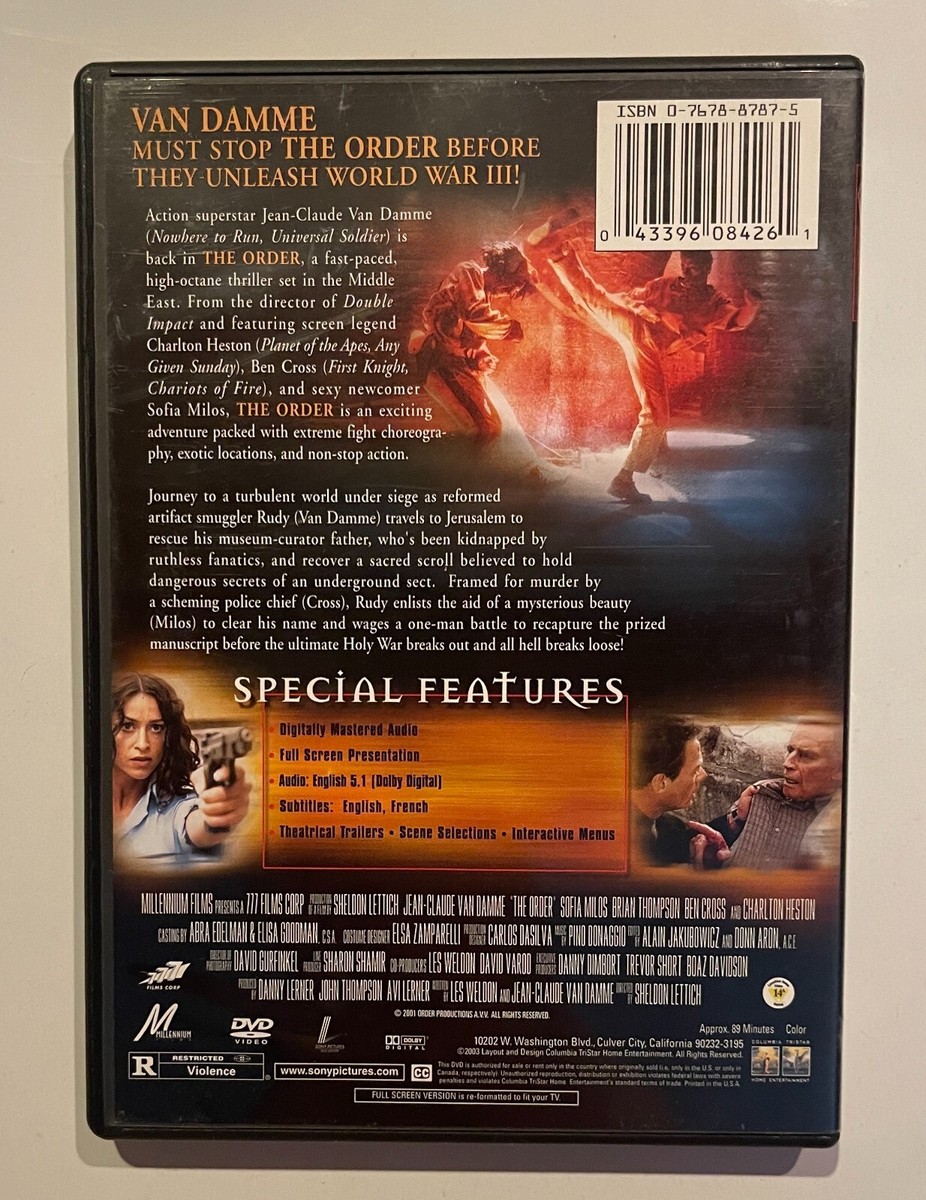The Order (DVD, 2002) Jean-Claude Van Damme Action (Combined