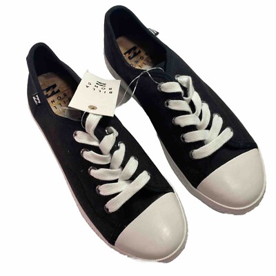 Billabong Women's Indie Black Sneakers Lace Up Skater Surfer Classic  Beach New