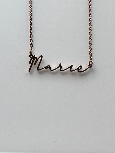 NEW 18K ROSE GOLD PLATED STAINLESS STEEL SIGNATURE NECKLACE "MARIE" NAME CUSTOM - Picture 2 of 3