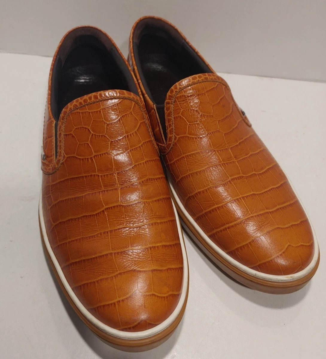 Jimmy Choo Orange Brown Croc Slip on Shoes 12M