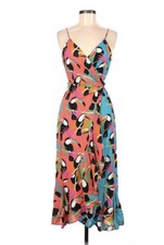 Farm Rio Toucan Wrap Dress Anthropologie Tropical Birds Maxi Size Small