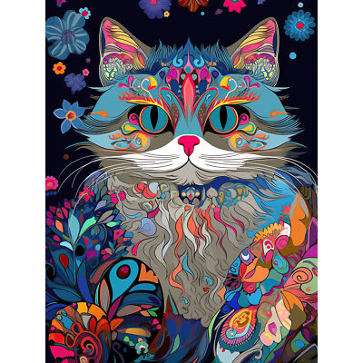 Alice in Wonderland Original Cheshire Cat Psychedelic XL Art 