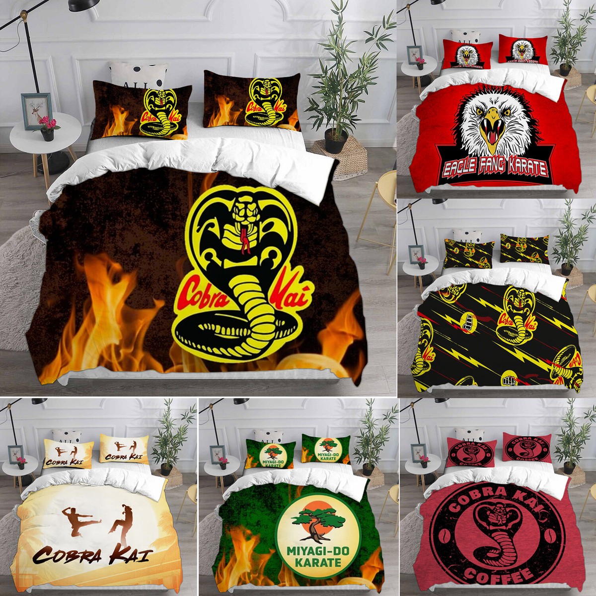 Cobra Kai Duvet Cover The Karate Kid Bedding Set Pillowcase Quilt Single  King
