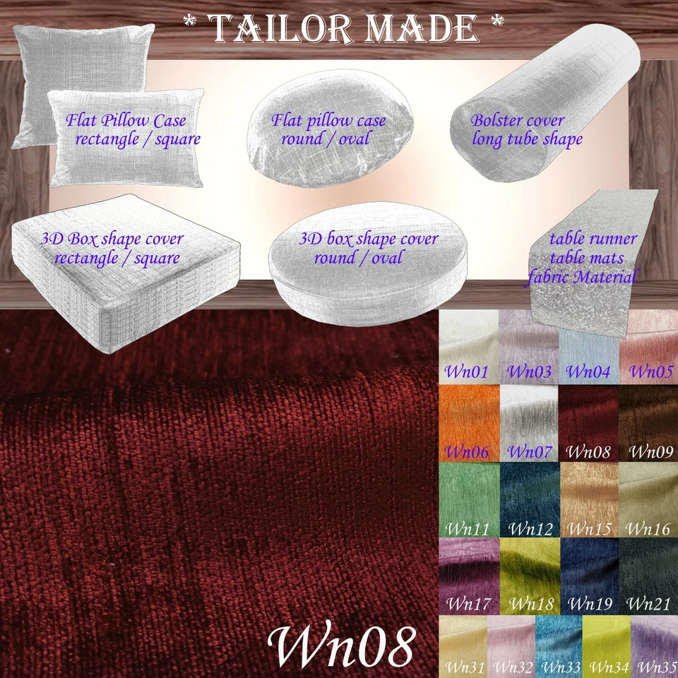 Wn08 Dark Red Chenille Sofa Seat Patio Bench Box Cushion Bolster Cover/Runner - Image 2 of 4