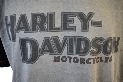 Camiseta para hombre Harley-Davidson gris negro hierro Bond Raglan manga corta (S58) - Imagen 7 de 8