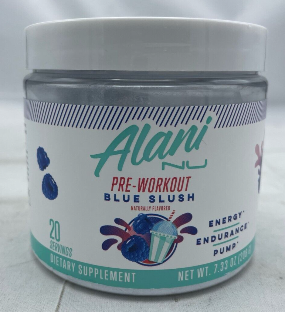 Alani Nu PreWorkout Blue Slush 20 Servings 7.33oz Endurance Energy 02/