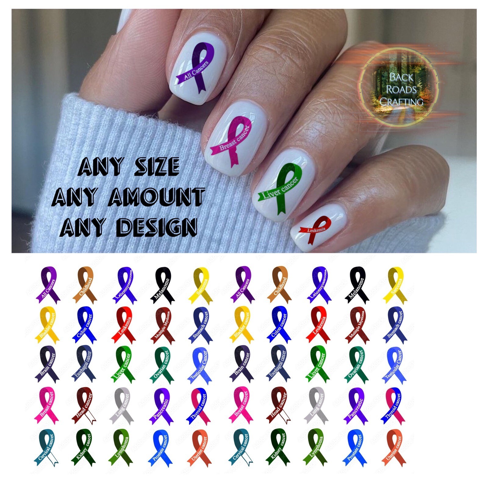 Awareness Ribbons Waterslide Nail Art Decals Set Of 50 Instructions & Bonus
