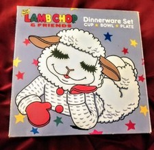 Vintage Lamb Chop Friends Dinnerware Set Cup, Bowl And Plate In Box