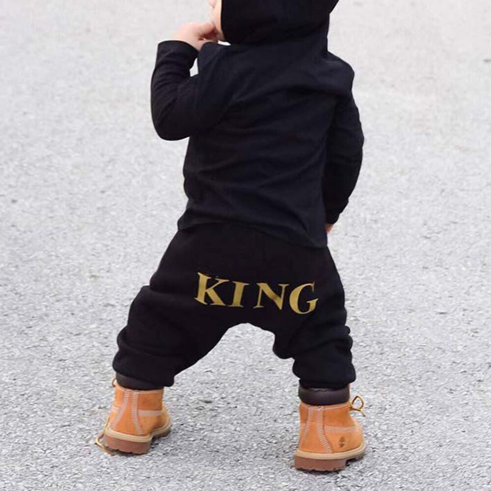 Newborn Infant Baby Boys "KING" Hooded Romper Jumpsuit Bodysuit Clothes