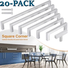 20X Brushed Nickel Kitchen Cabinet Pull StainlessSteel Drawer Handle Square Knob