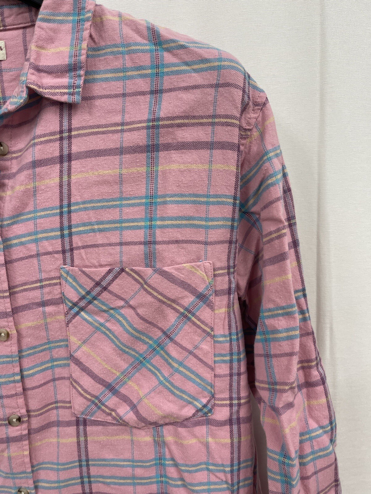 Zara Pink Bubble Gum Flannel Shirt Womens size Large Gem
