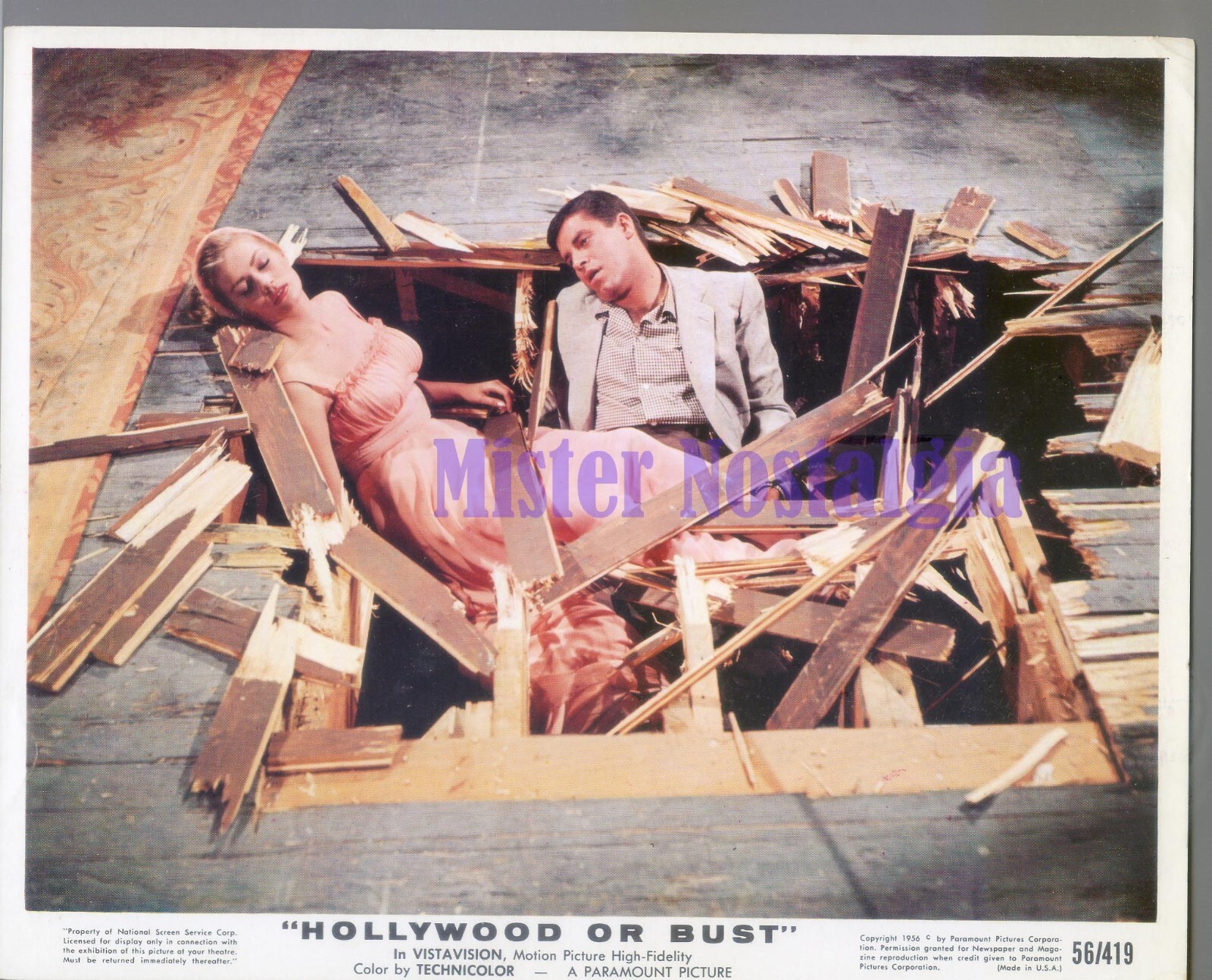 Vintage photo 1956 Anita Ekberg Jerry Lewis collapse in Hollywood Or Bust