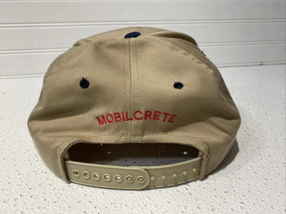 Vintage Yupoong Mobilcrete Beige SNAPBACK TRUCKER Hat Cap Classic Construction - Image 4 of 4