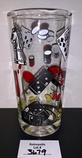 Casino Gambling Poker Hazel Atlas Highball Tumbler Glass 1950 Vintage