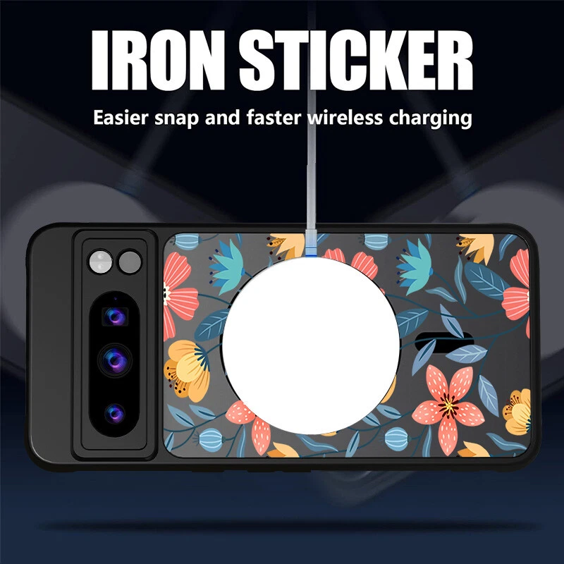 Flower Patterned Magnetic Phone Case For Google Pixel 9 Pro XL 9A 8A 8 7A Cover - Image 2 of 4