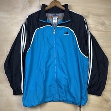 Vintage 90s Adidas Full Zip Windbreaker Sz XL Retro Sportswear Blue Black