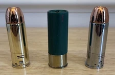 Lot Of 3 Guns & Ammo Replica 44 Mag Bullets & Shotgun Shell Refillable Lighters