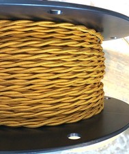 Gold Twisted Rayon Covered Wire, Vintage Cloth Lamp Cord, Antique Lights, fans