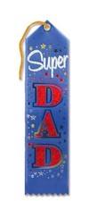 New 2"x8" Blue "Super Dad" Award Ribbon Father's Day Birthday  Celebrations