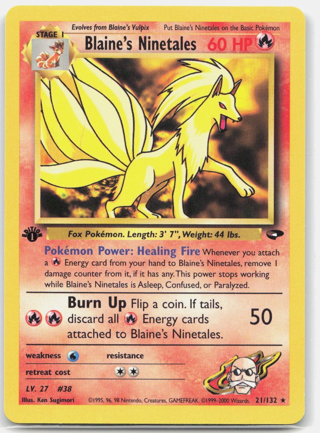 Blaine's Ninetales 21/132 1ST EDITION R Gym Challenge Pokemon LP