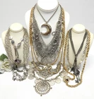 VINTAGE TO NOW GOLD & SILVER TONE FASHION/COSTUME JEWELRY NECKLACE LOT