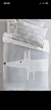 NEXT Scion Mr Fox Single Bed Set & Fitted Sheet Toddler Cotton Grey  EXCELLENT 