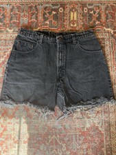 Vintage Levis 560 Mens Cut Off Jean Shorts Black Loose Fit USA W36 L16