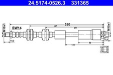 Bremsschlauch ATE 24.5174-0526.3 für BMW E87 E81 E90 E82 E88 E91 E92 E93 Z4 E89