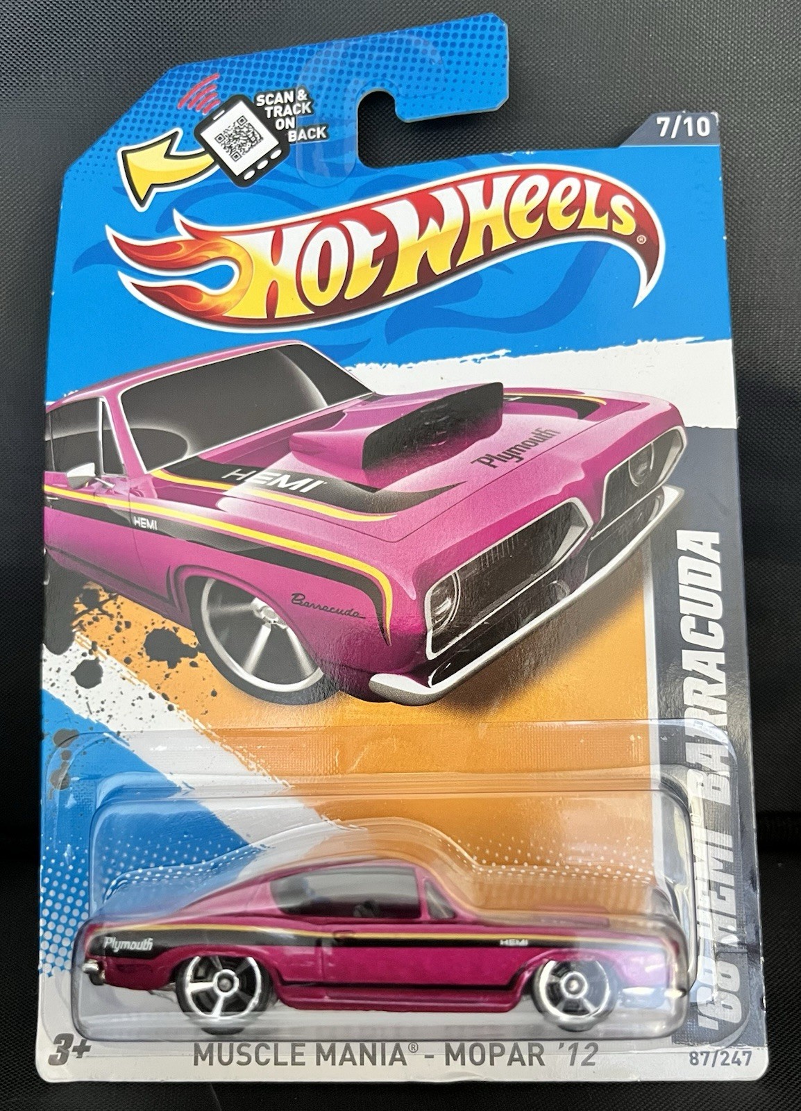 🔥’68 HEMI Barracuda Magenta 1:64 Diecast Model Diorama Toy Car Hot Wheels 2012
