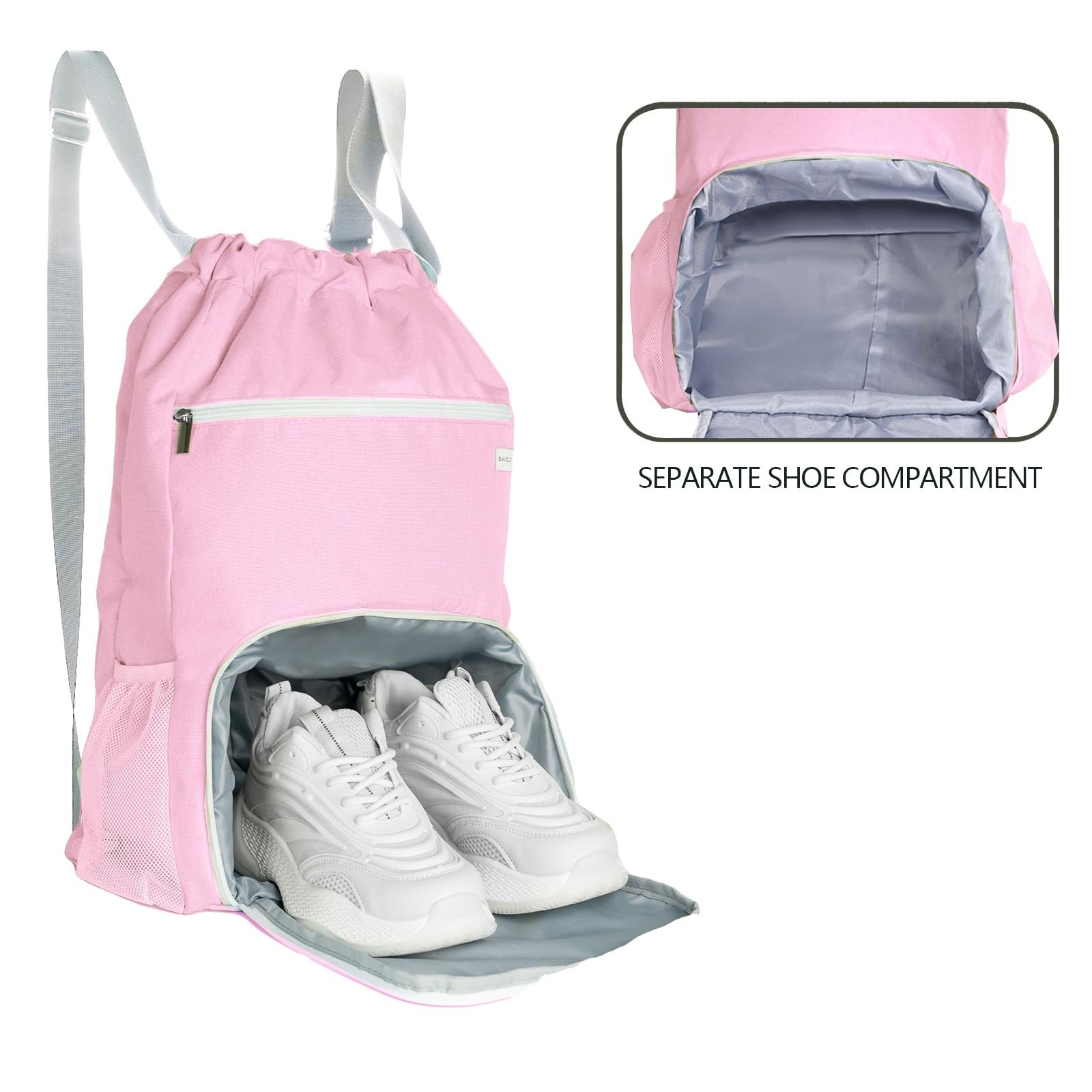 Drawstring Backpack with Wet Pocket & Shoe Compartment Water-Resistant Sports...