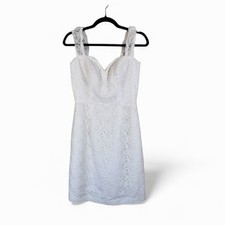 The Wedding Bell White Lace Sweetheart Neckline Mini Dress Womens XS Bridal