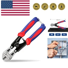 Mini Bolt Cutter 8-inch, Spring Loaded Small Heavy Duty Wire Cable Cutter, Sn...