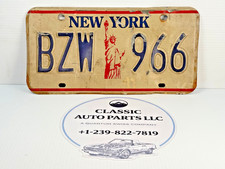 New York License Plate BZW 966 Statue Liberty Vintage Auto Man Cave USA