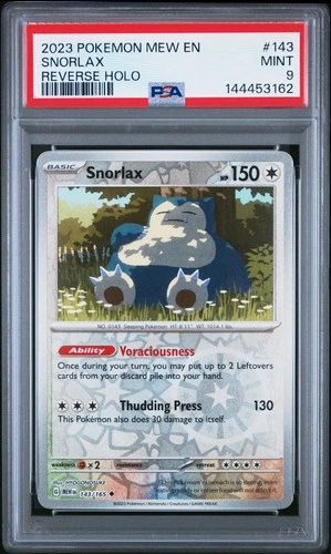 2023 POKEMON MEW EN-151 REVERSE HOLO #143 SNORLAX PSA 9