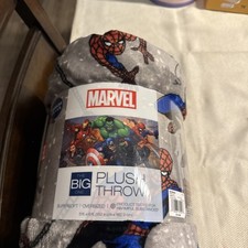 Marvel Spider-Man Oversized Supersoft Plush Throw by The Big One Gray New w Tags