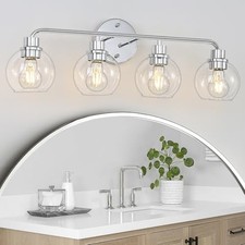 Bathroom Light Fixtures Chrome Vanity Light 27 Inch Silver 4 Light 4-Light