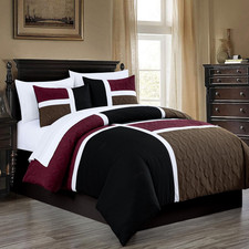 Bernard 7-Piece Queen Bed in a Bag Comforter Set - Burgundy Patchwork Bedding