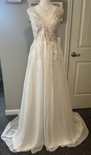Wedding Dress Two Toned New With Tags Size 8 Lace Sequins
