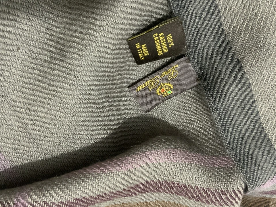 Estola/bufanda unisex a cuadros gris cachemir y marrón LORO PIANA 74"/12" EN MUY BUENA CONDICIÓN (T.PLD) Foto 3 de 4