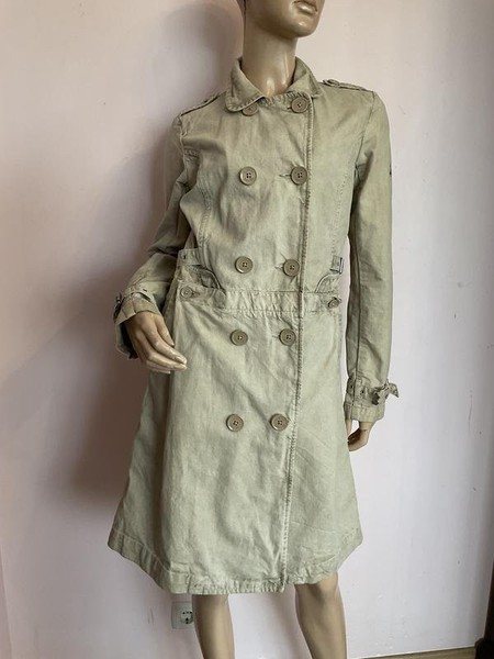 Men Closed Trench Coat Beige Cotton 36 / S / 44