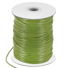 87 Yards 2mm Waxed Polyester Cord with Spool for Jewelry Making, Grass Green